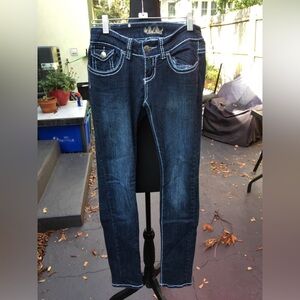 Red Rivet Dark Blue Junior Skinny Jeans Size 3